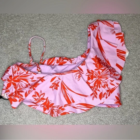 NWT BCBG MAXAZRIA - Isabella Ruffle One-Shoulder Bikini Top - Size 10 - Picture 6 of 9